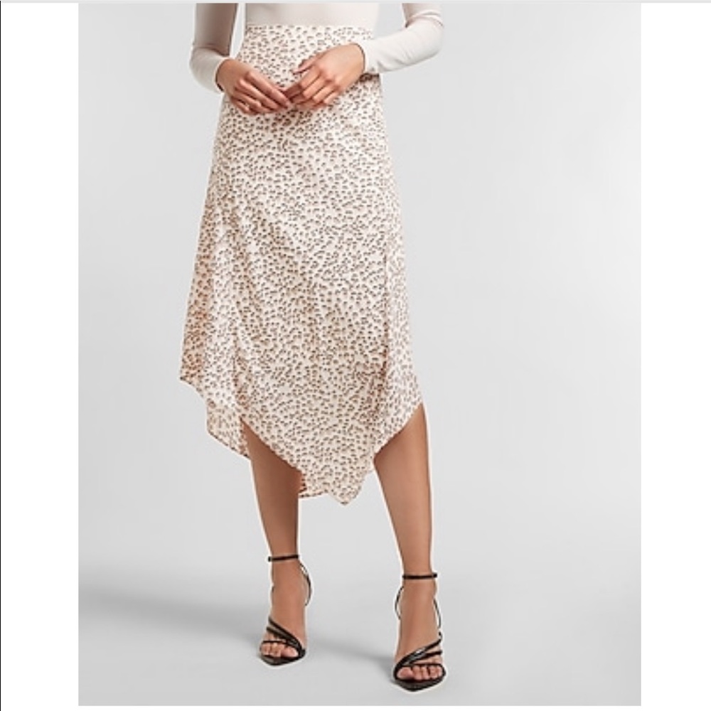 Express Cream and Brown Midi Skirt